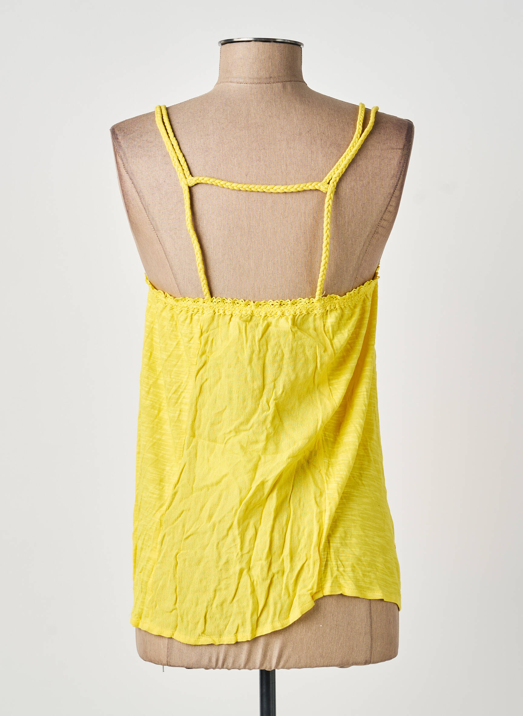 Top coupe fluide sans manche jaune BELLAWAY femme