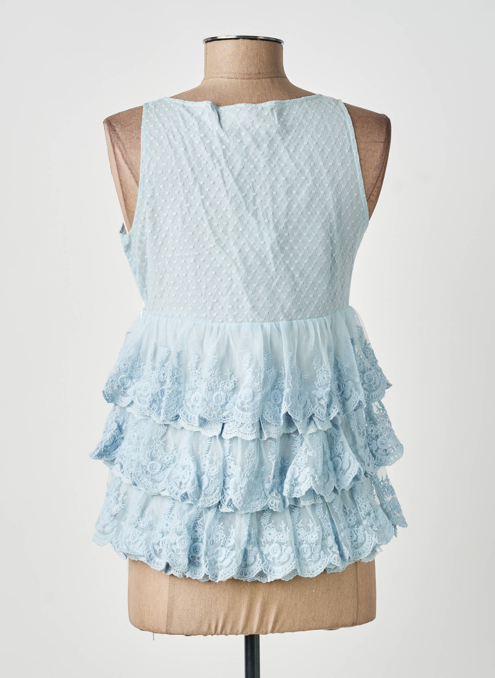 Top col v sans manche bleu BELLAWAY femme