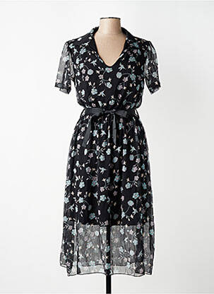 Robe mi-longue coupe fluide manches courtes noir NAS.TY CO' femme