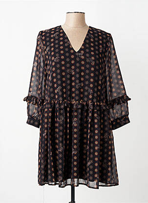 Robe courte coupe fluide manches 3/4 noir ANGELA DAVIS femme