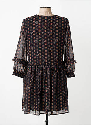Robe courte coupe fluide manches 3/4 noir ANGELA DAVIS femme