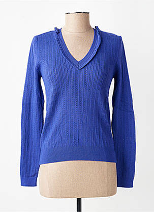 Pull maille ajourée manches longues bleu ANGELA DAVIS femme