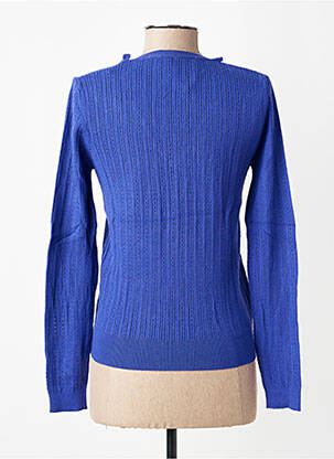 Pull maille ajourée manches longues bleu ANGELA DAVIS femme