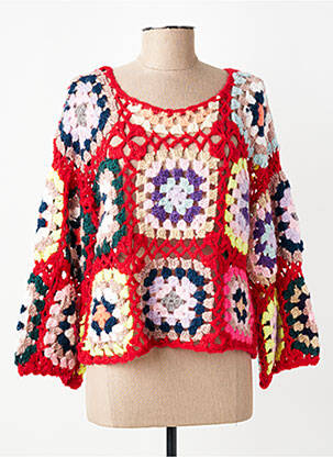 Pull stretch manches longues rouge SOUVENIR femme