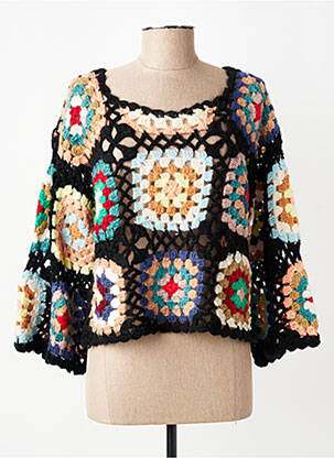 Pull stretch manches longues noir SOUVENIR femme