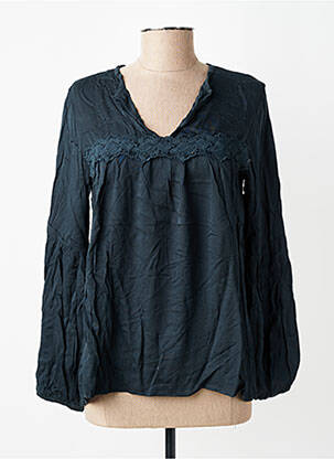 Blouse tissage popeline manches longues bleu CHARLIE JOE femme