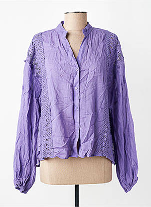 Chemisier tissage crêpe manches longues violet WIYA femme