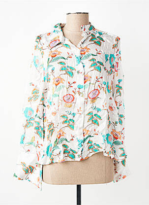 Chemisier imprimé fleurs manches longues blanc CHARLIE JOE femme