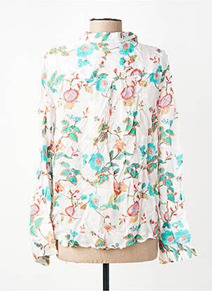 Chemisier imprimé fleurs manches longues blanc CHARLIE JOE femme
