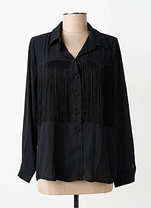 Chemisier tissage crêpe manches longues noir SOUVENIR femme