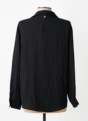Chemisier tissage crêpe manches longues noir SOUVENIR femme