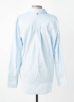 Chemisier tissage popeline manches longues bleu SOUVENIR femme