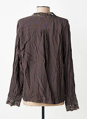 Blouse poignets boutonnés avec fente manches longues marron CHARLIE JOE femme