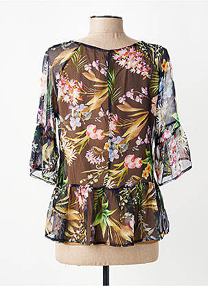 Blouse légère et transparente manches 3/4 noir ANGELA DAVIS femme