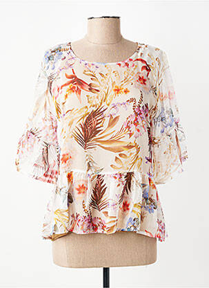 Blouse légère et transparente manches 3/4 blanc ANGELA DAVIS femme