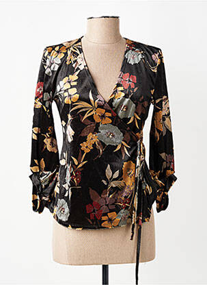 Top coupe cintrée manches 3/4 noir ANGELA DAVIS femme