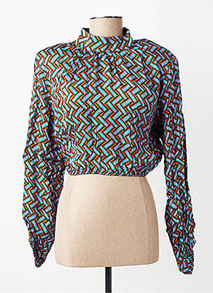 Blouse imprimé fantaisie manches longues bleu SOUVENIR femme