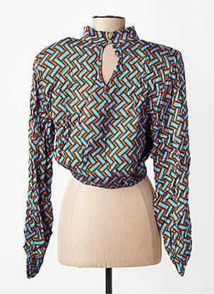 Blouse imprimé fantaisie manches longues bleu SOUVENIR femme