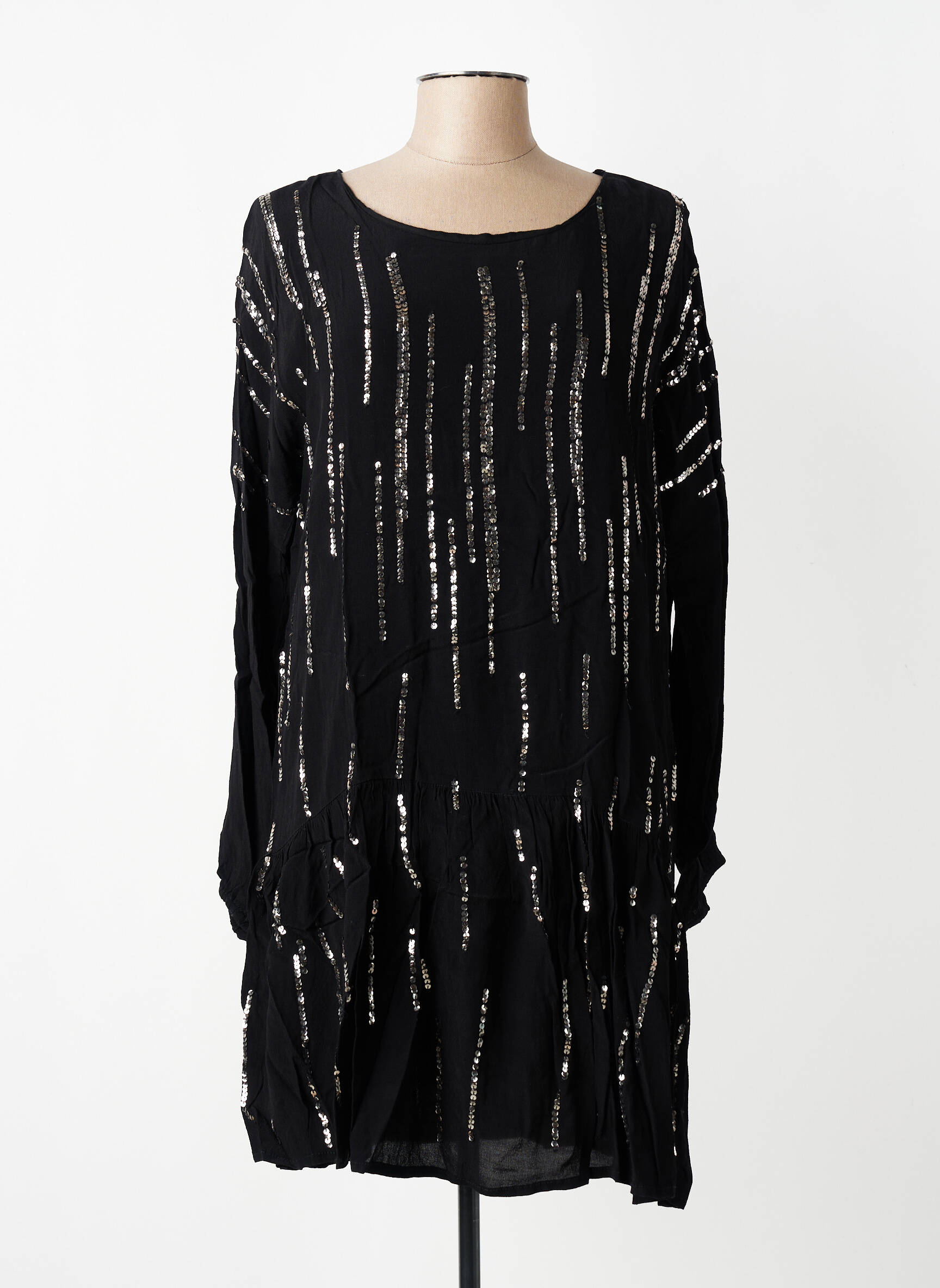 Robe courte manches longues manches longues noir CHARLIE JOE femme