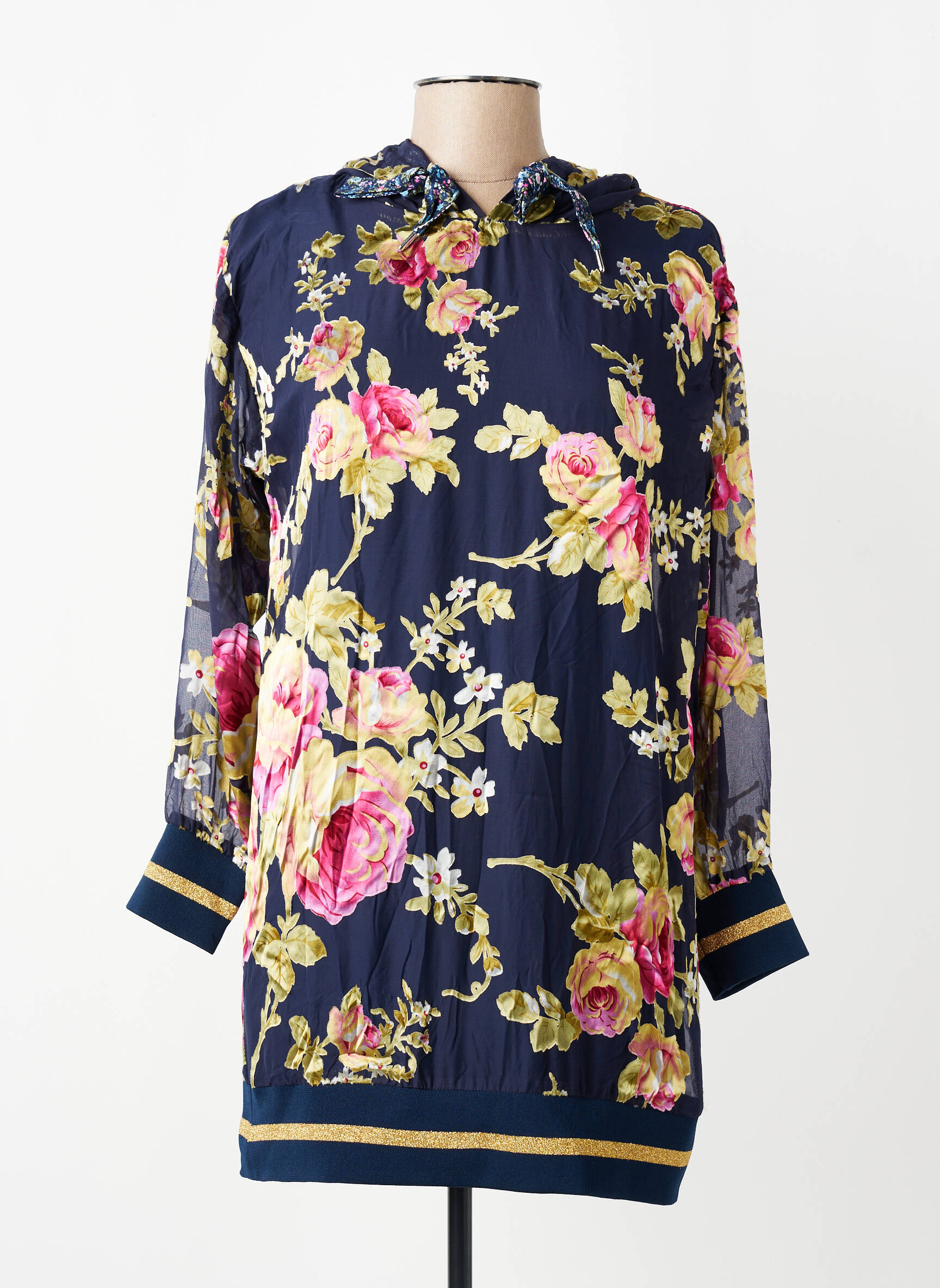 Robe courte manches longues manches longues bleu MARYLEY femme