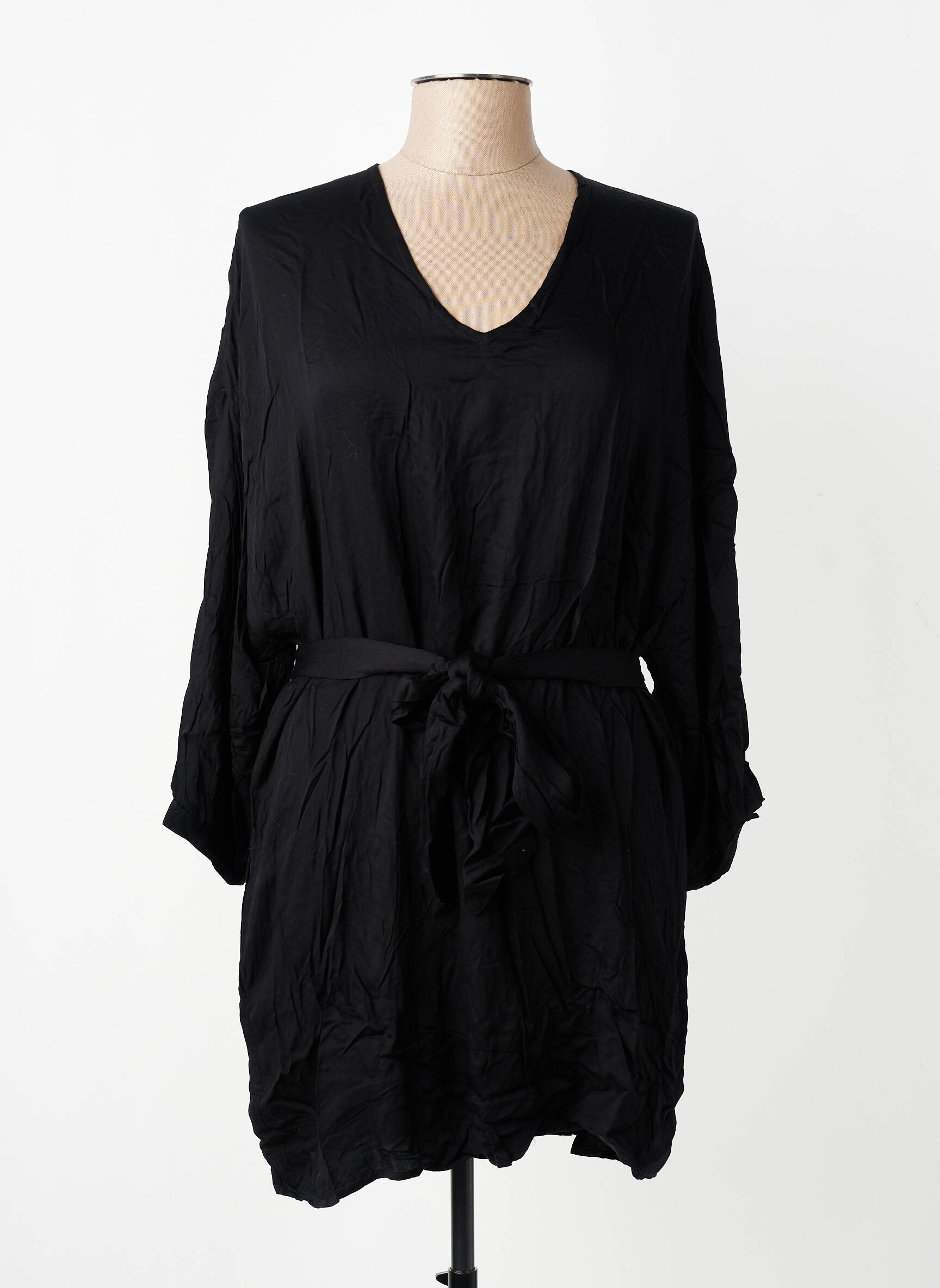 Robe courte coupe fluide manches longues noir CHARLIE JOE femme