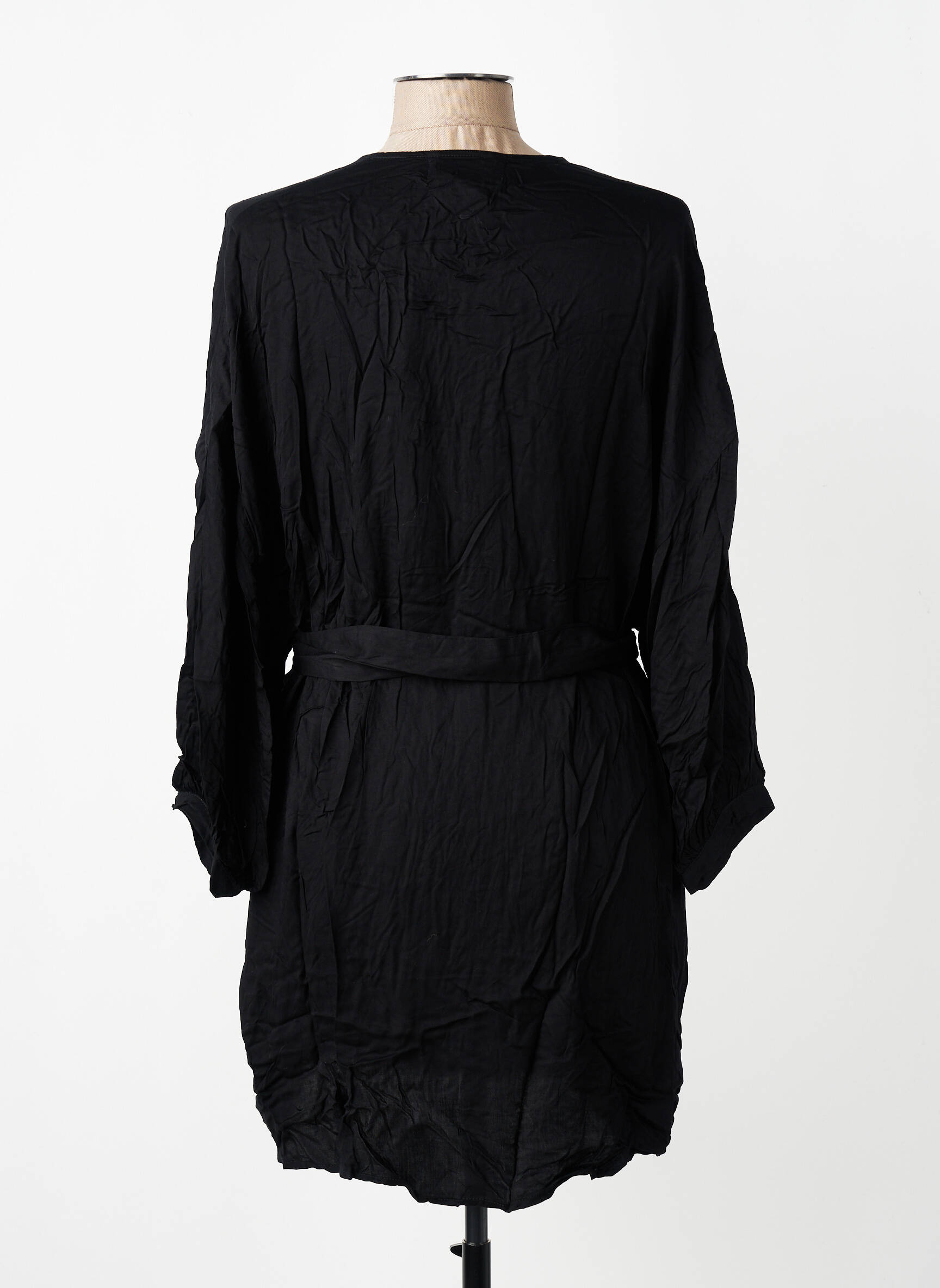Robe courte coupe fluide manches longues noir CHARLIE JOE femme