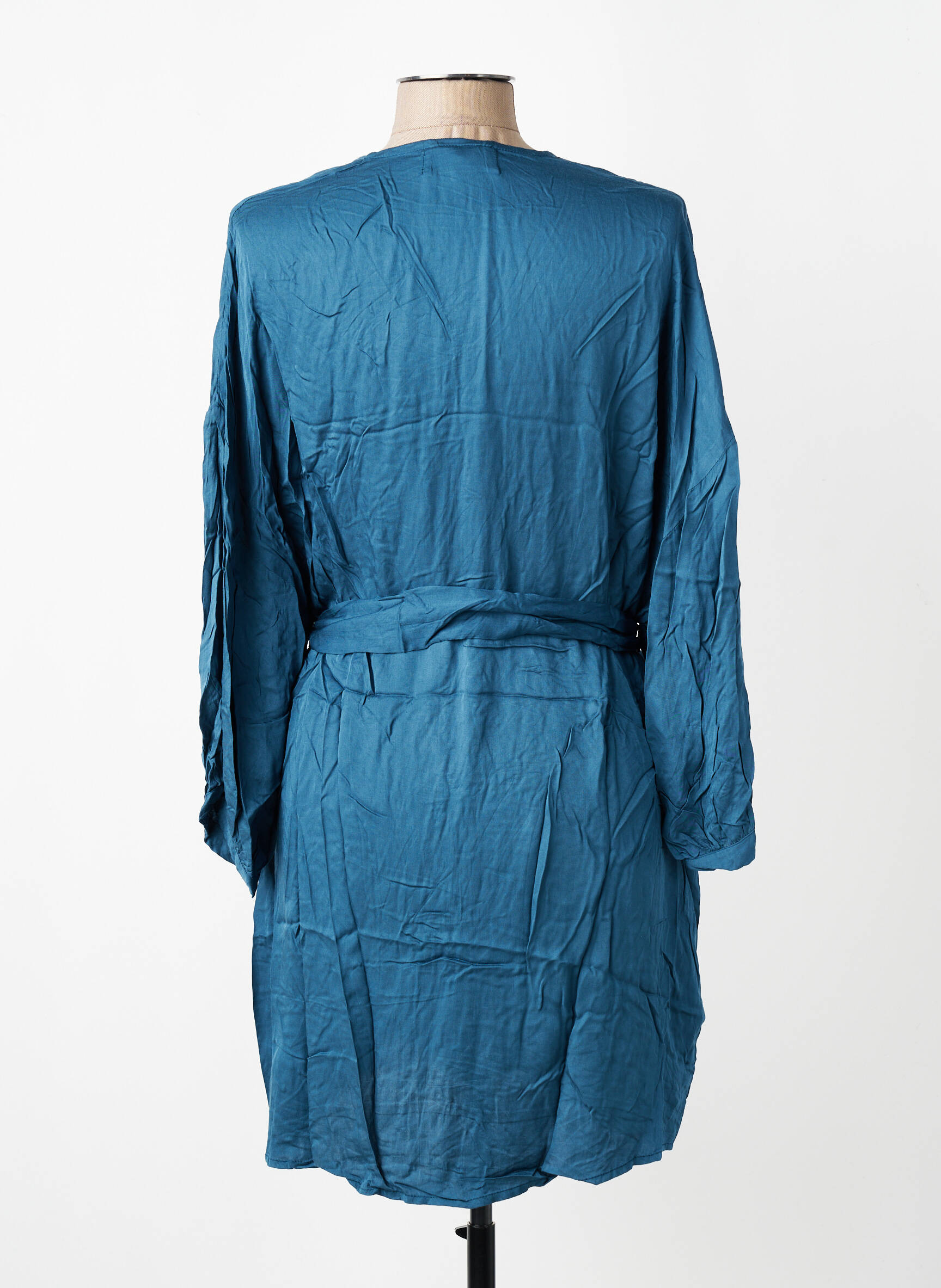 Robe courte coupe fluide manches longues bleu CHARLIE JOE femme