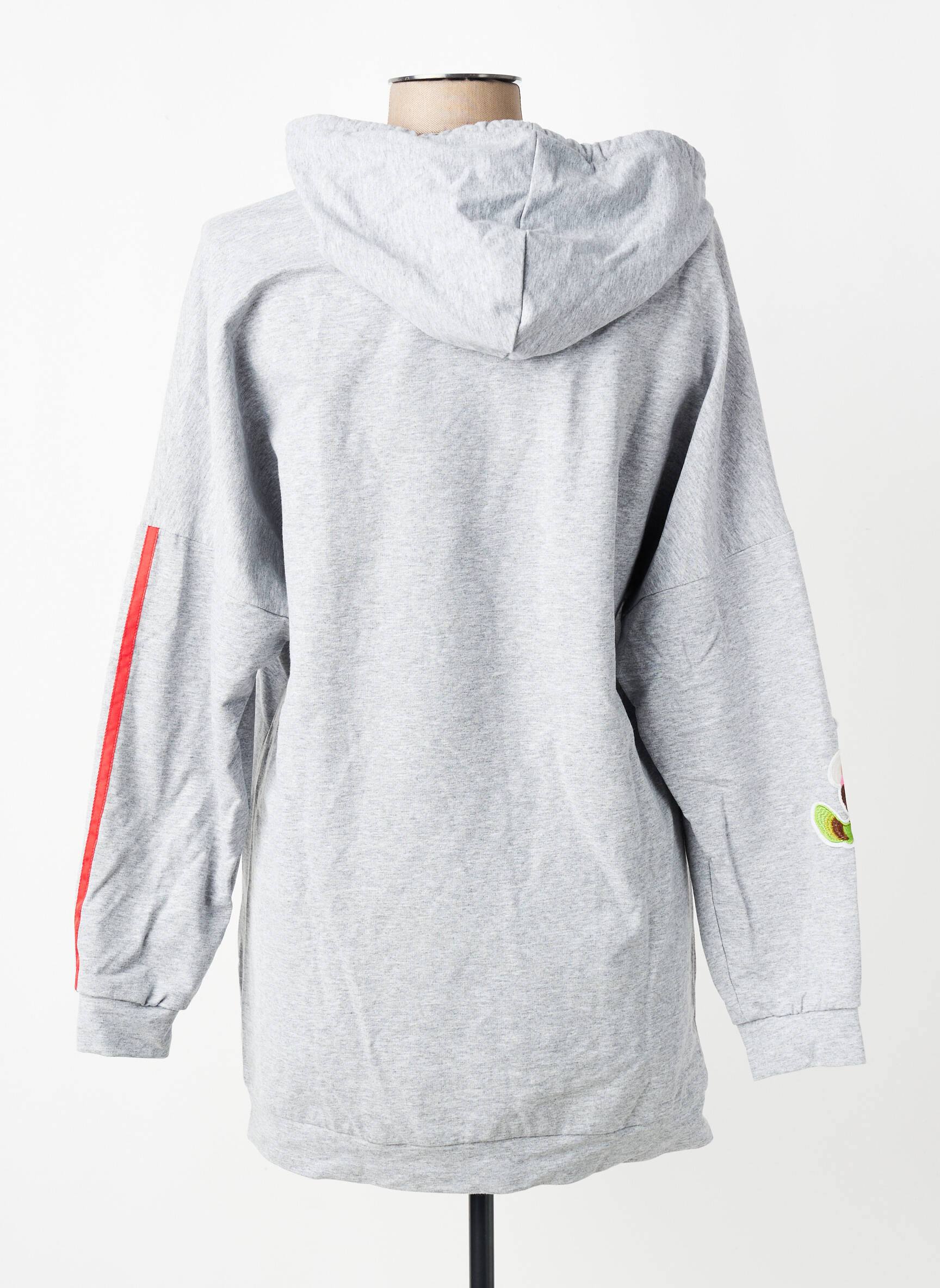 Sweat-shirt à capuche stretch manches longues gris MARYLEY femme