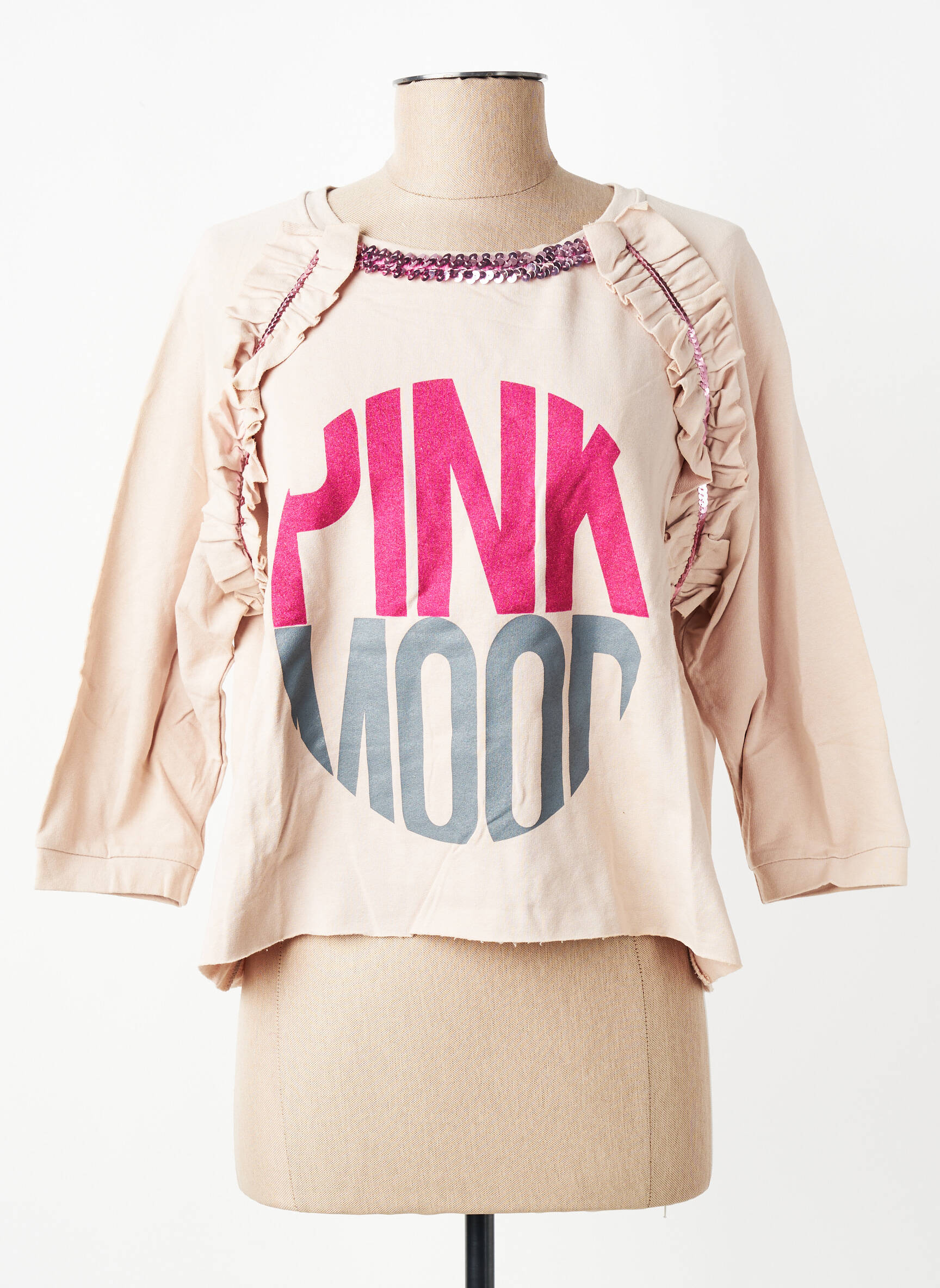 Top tissage jersey manches 3/4 rose NAS.TY CO' femme