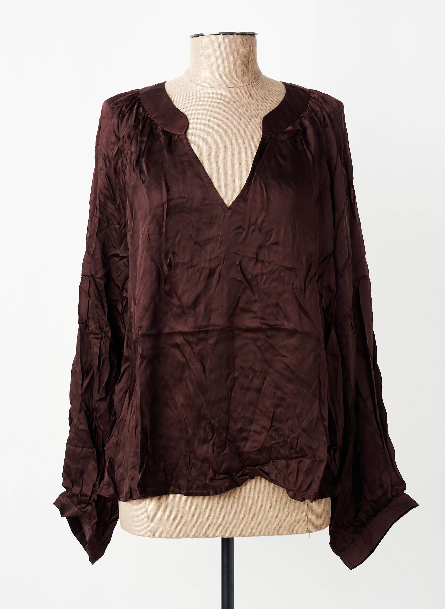 Blouse manches longues manches longues marron CHARLIE JOE femme