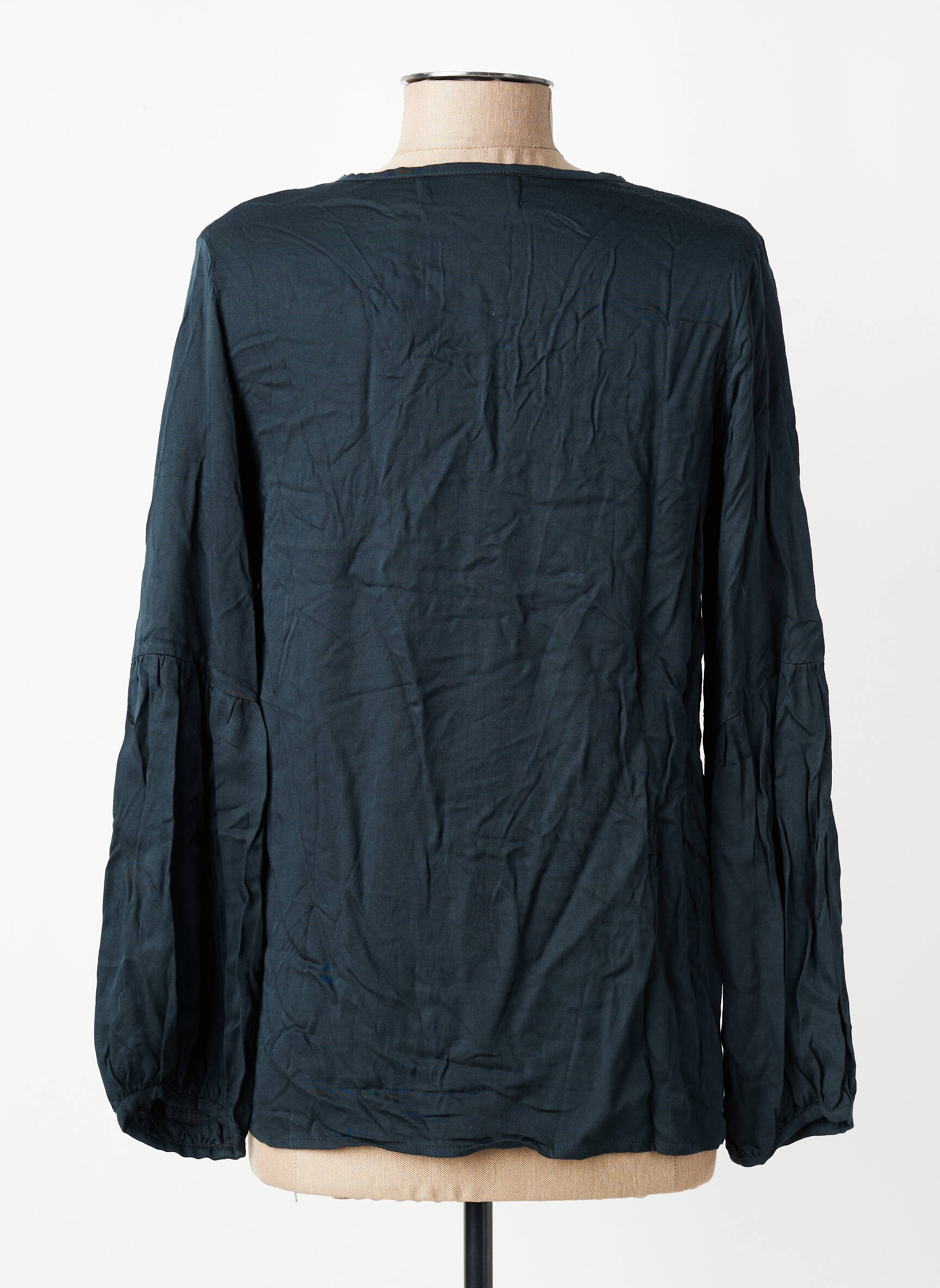 Blouse tissage popeline manches longues bleu CHARLIE JOE femme