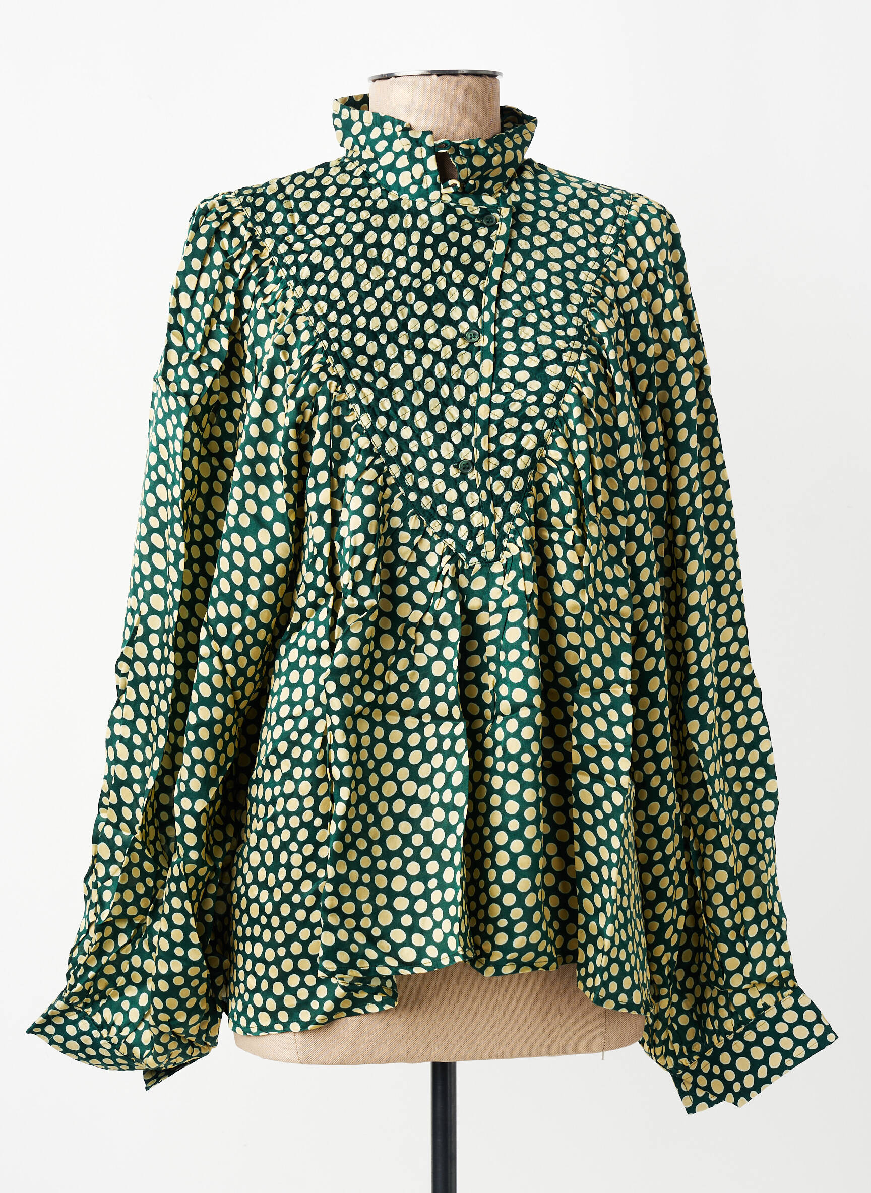 Blouse poignets boutonnés avec fente manches longues vert CHARLIE JOE femme