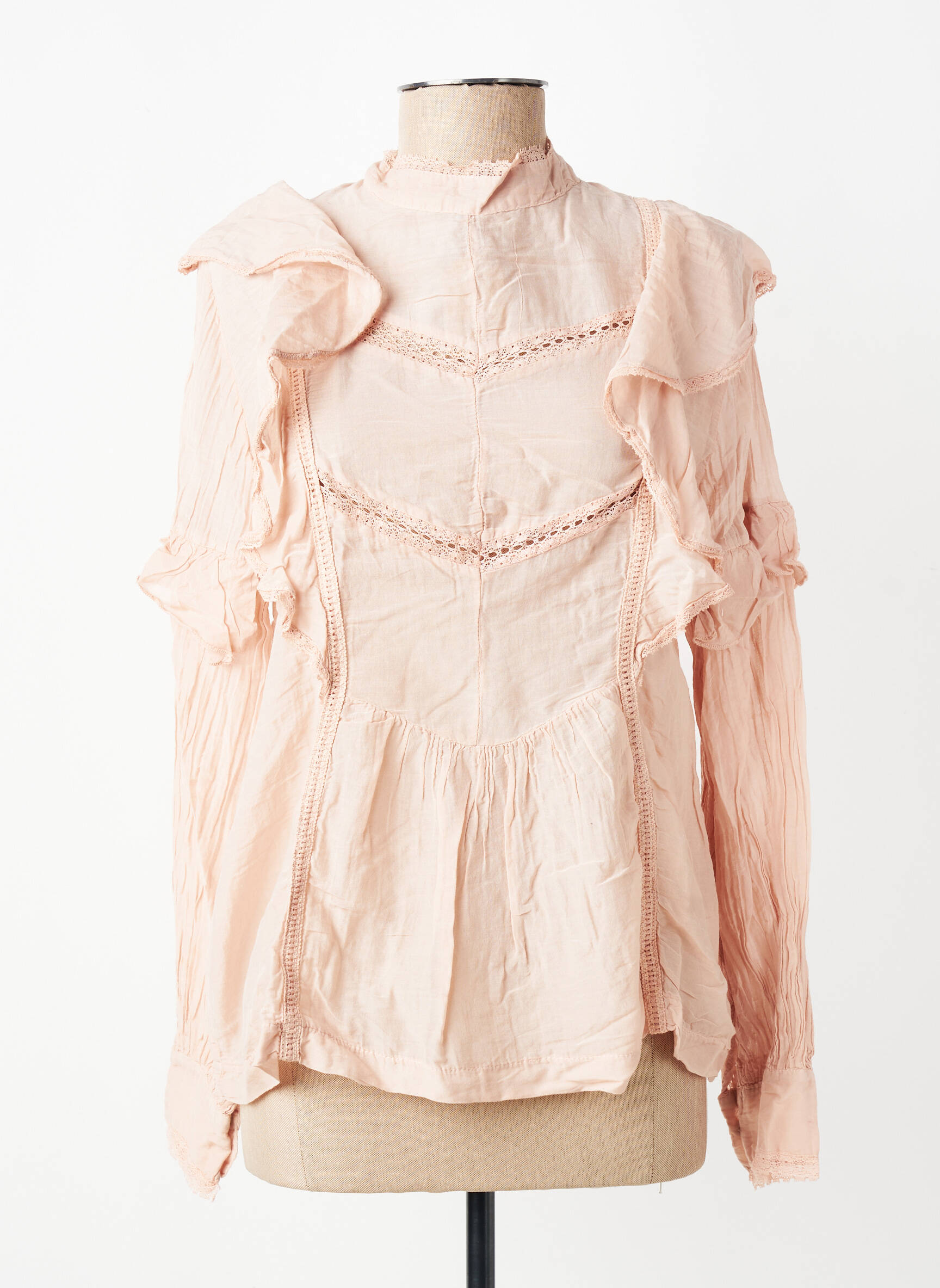 Blouse fermeture boutonnée au dos manches longues rose SOUVENIR femme
