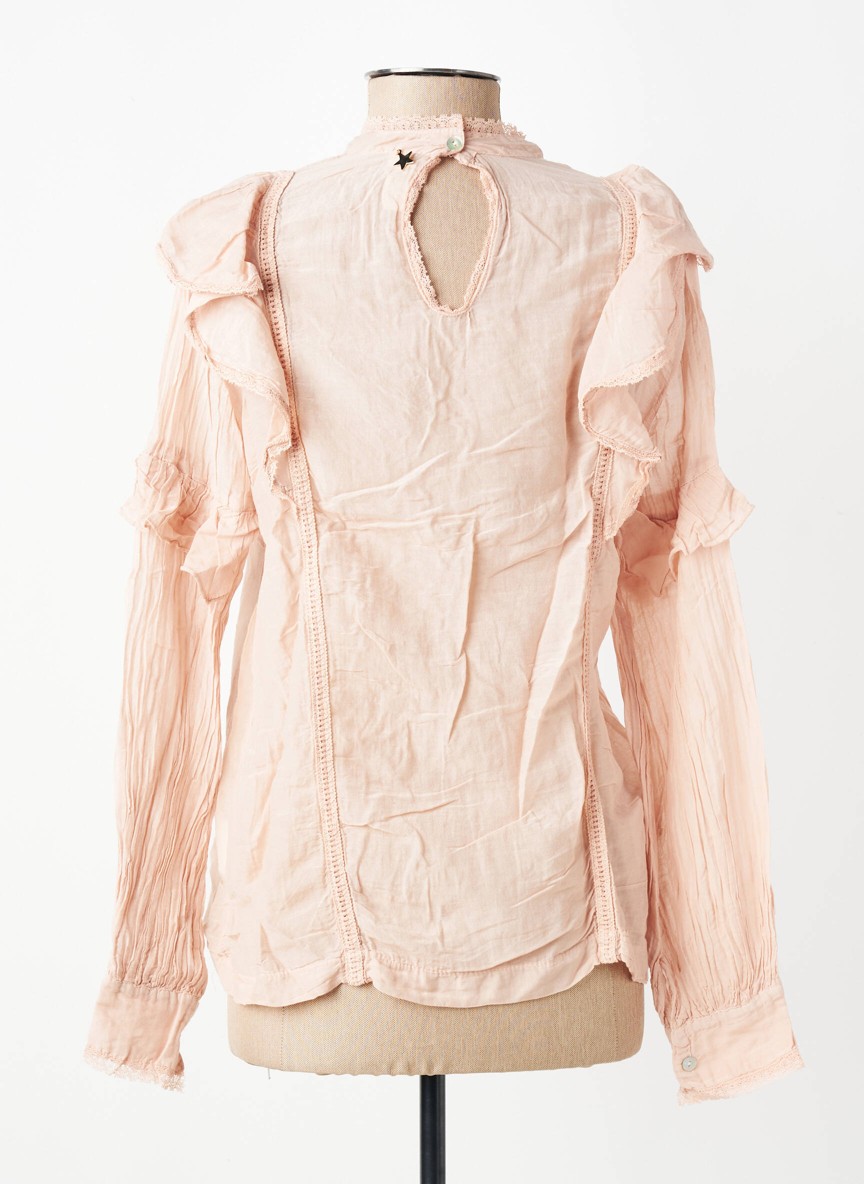 Blouse fermeture boutonnée au dos manches longues rose SOUVENIR femme