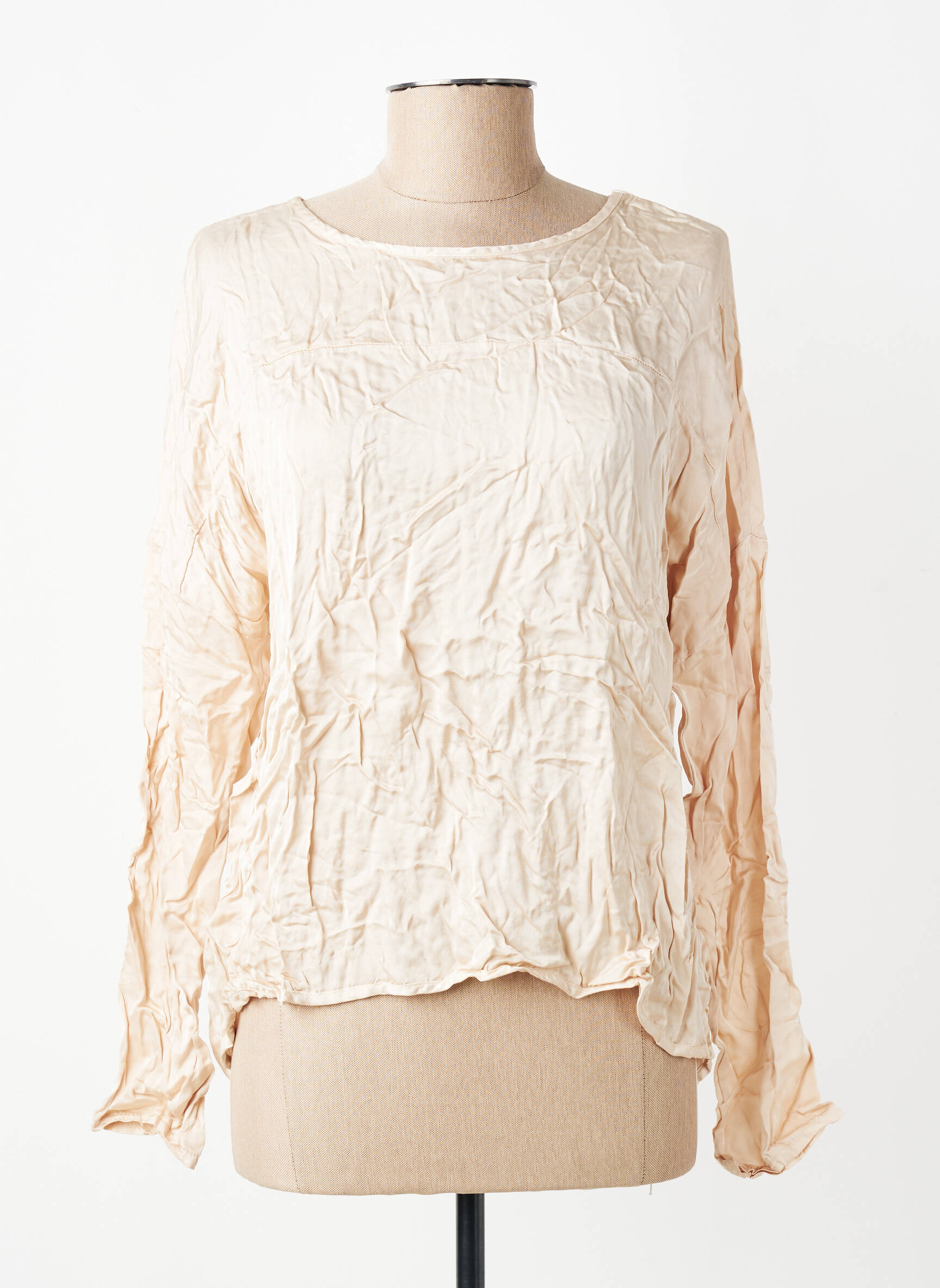 Blouse col rond manches longues beige ANGELA DAVIS femme