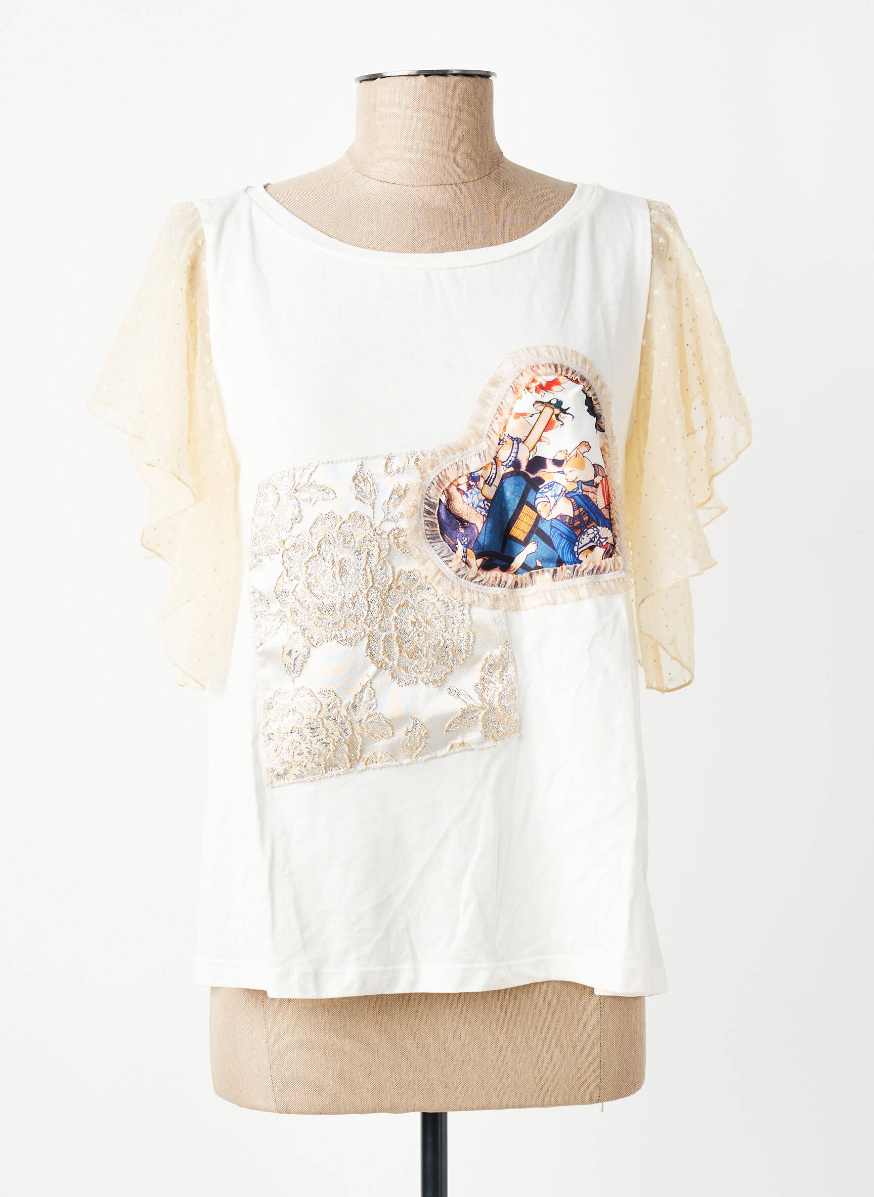 T-shirt stretch manches courtes beige NAS.TY CO' femme
