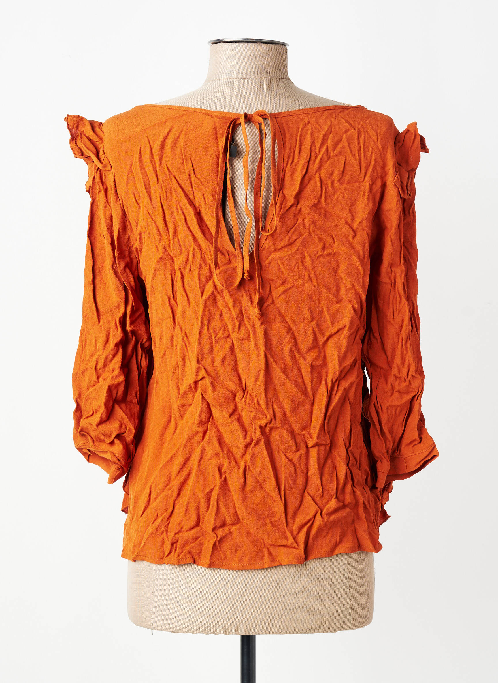 Blouse fermeture boutonnée au dos manches 3/4 orange MARYLEY femme