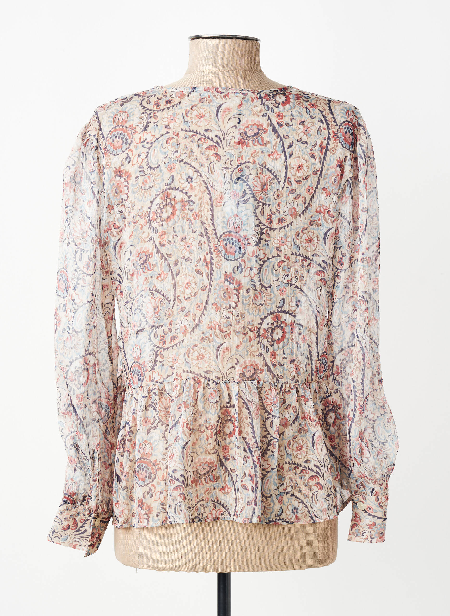 Blouse légère et transparente manches longues beige ANGELA DAVIS femme