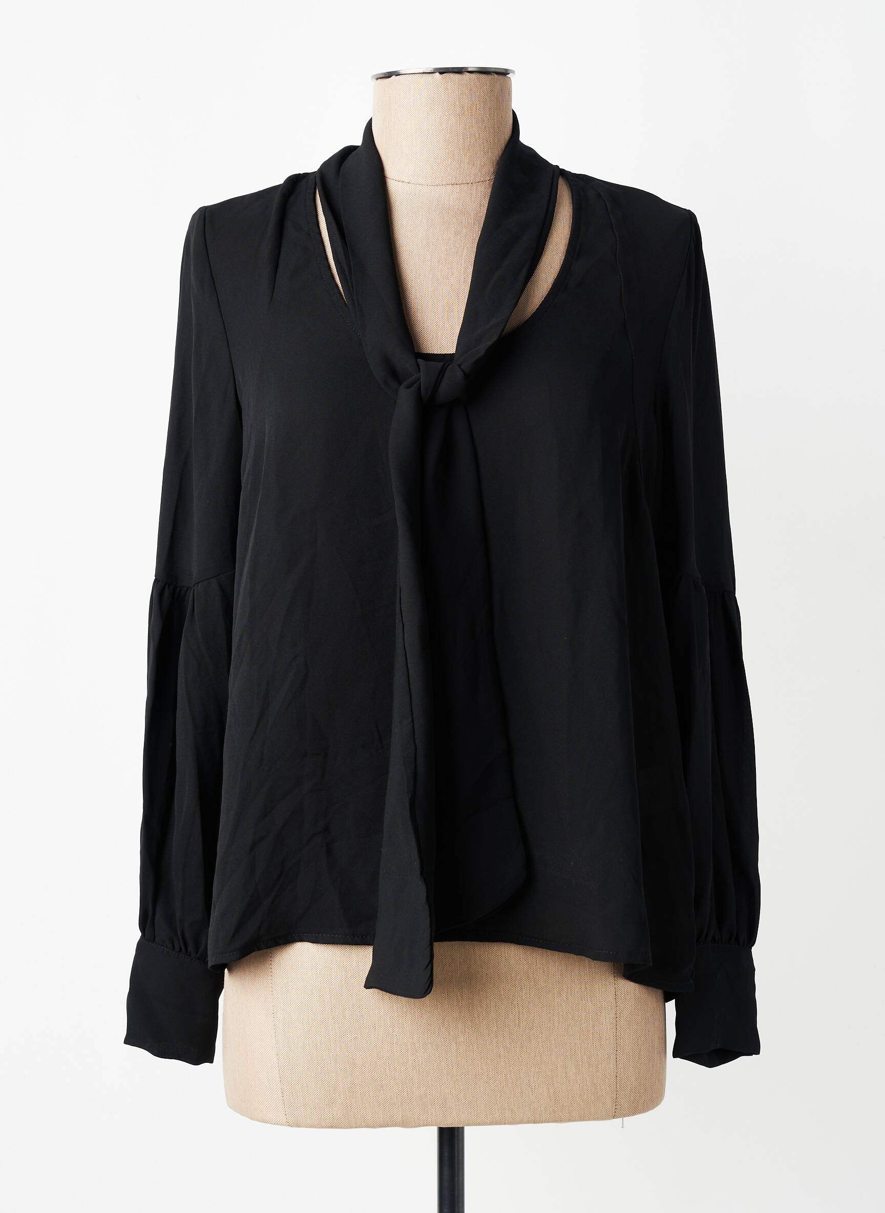 Blouse poignets boutonnés avec fente manches longues noir ANGELA DAVIS femme