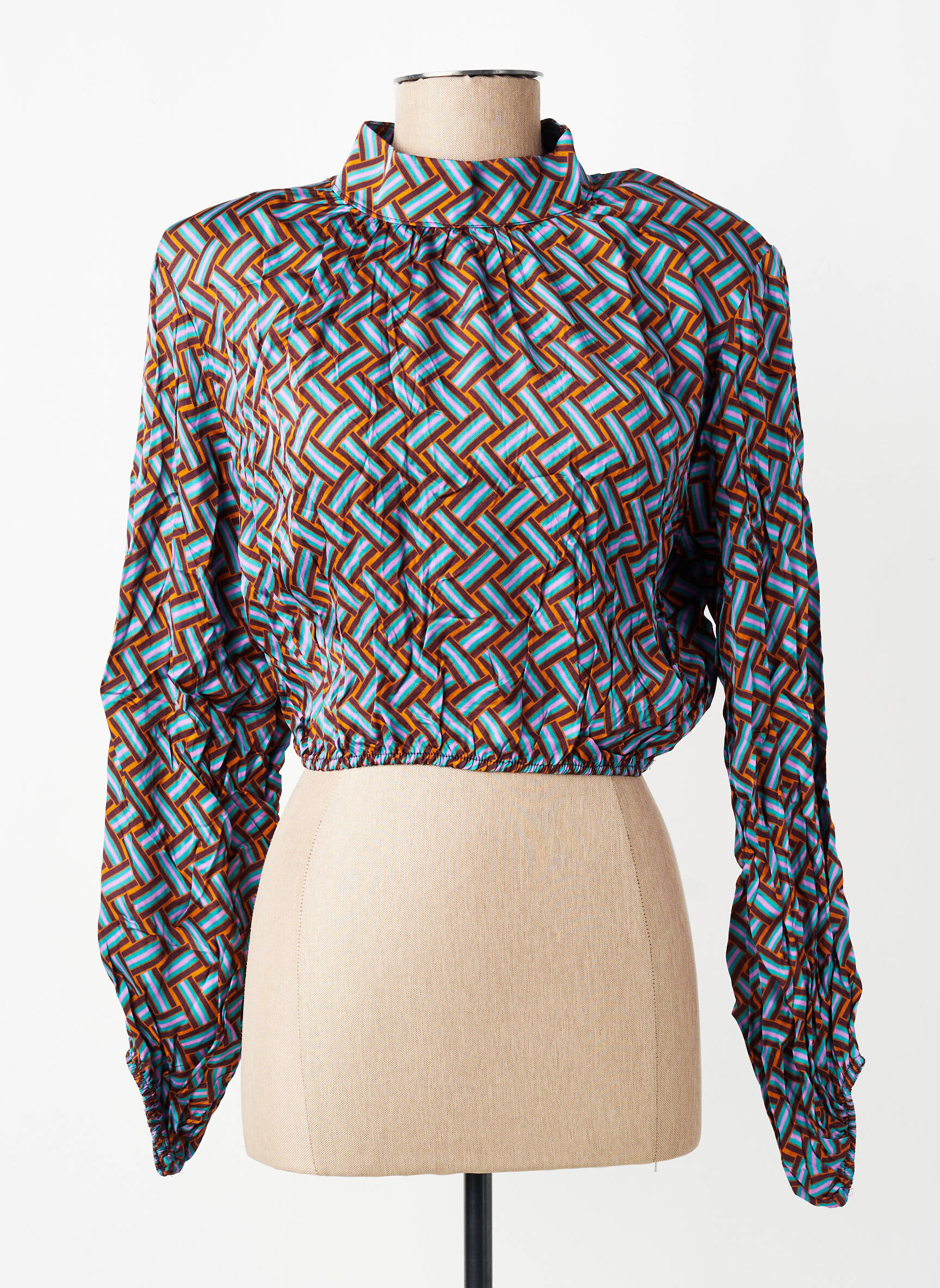 Blouse imprimé fantaisie manches longues bleu SOUVENIR femme