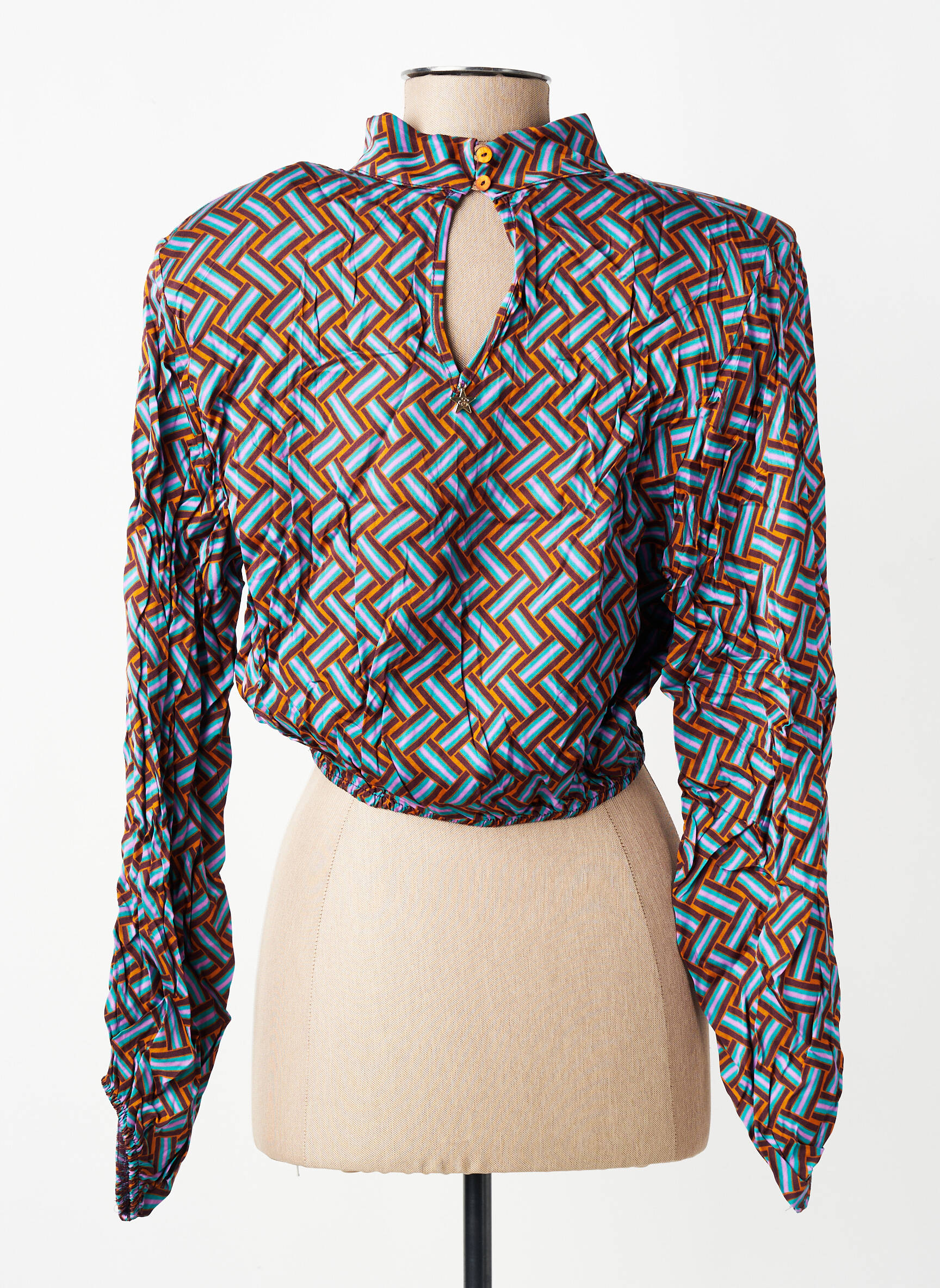 Blouse imprimé fantaisie manches longues bleu SOUVENIR femme