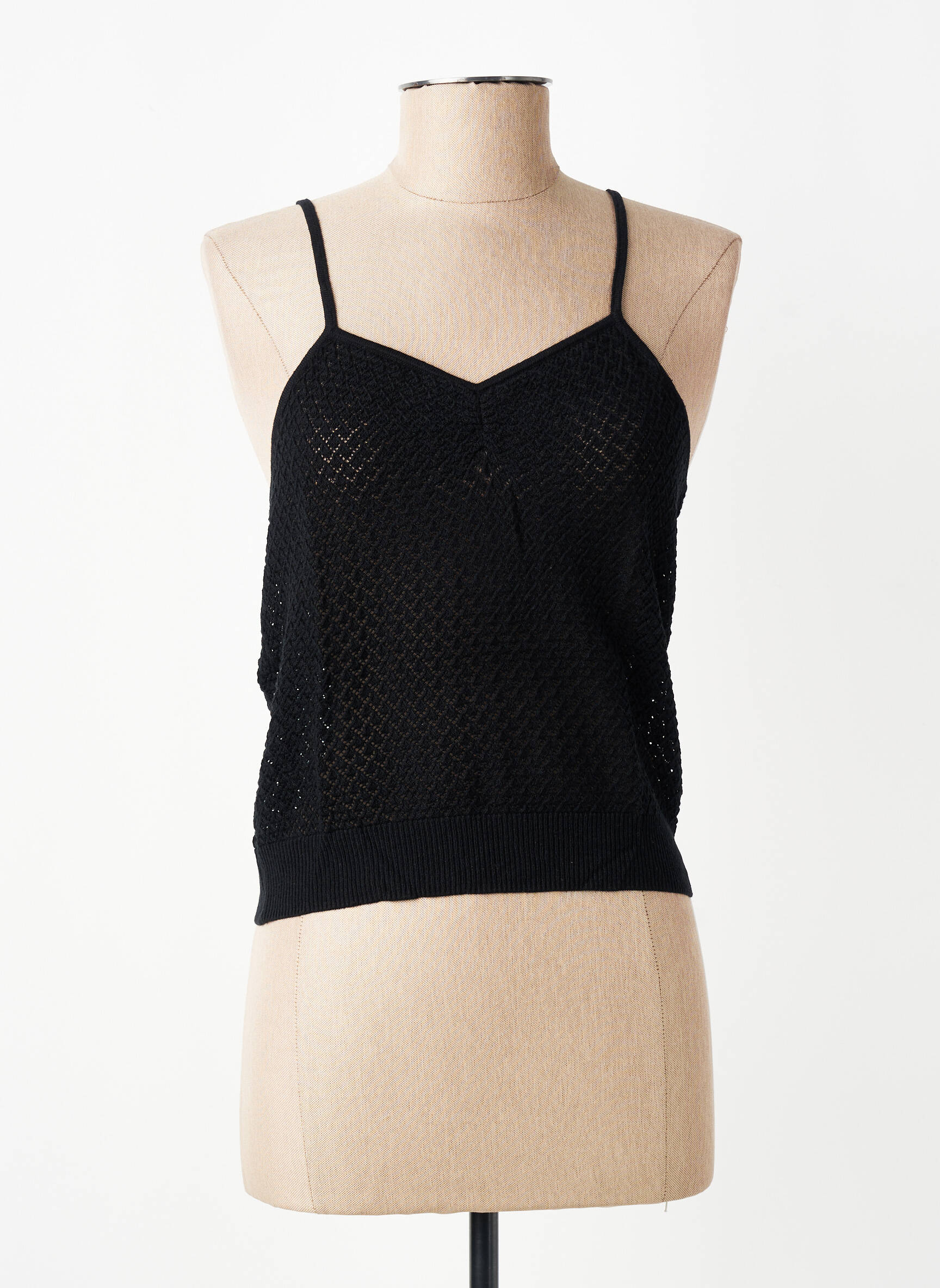 Top tissage jersey fines bretelles noir CHARLIE JOE femme