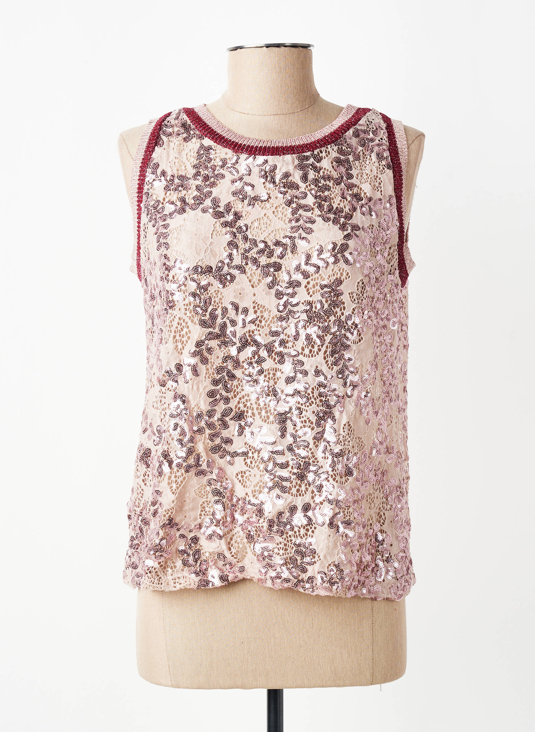 Top stretch sans manche rose ANGELA DAVIS femme