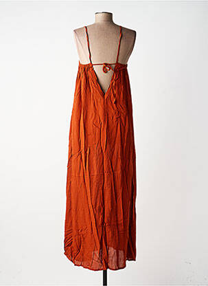 Robe longue tissage popeline fines bretelles orange CHARLIE JOE femme