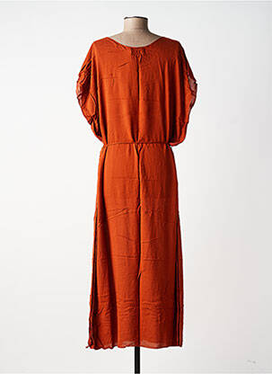 Robe longue tissage popeline manches courtes orange CHARLIE JOE femme