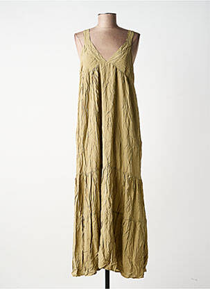Robe longue coupe évasée fines bretelles vert MARYLEY femme