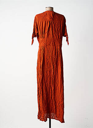 Robe longue tissage popeline manches courtes orange CHARLIE JOE femme