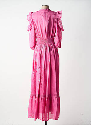 Robe longue tissage popeline manches longues rose KING KONG femme