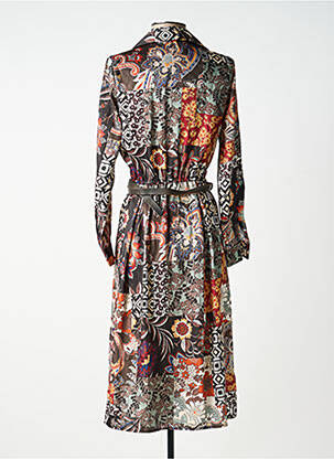 Robe mi-longue imprimé fleurs manches longues marron ANGELA DAVIS femme