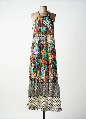 Robe longue coupe évasée fines bretelles marron ANGELA DAVIS femme